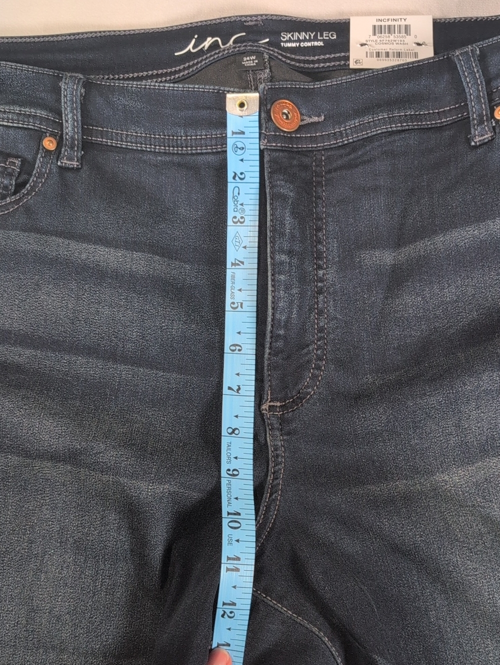 INC Skinny Leg Tummy Control Dark Wash Jeans Size 24W - Picture 7 of 10